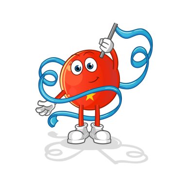 Vietnam bayrağı Ritmik Jimnastik maskotu. çizgi film vektörü