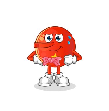 Vietnam bayrağı Pinokyo karakteri gibi yatar. çizgi film maskotu vektörü