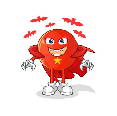 Vietnam bayrağı Drakula illüstrasyonu. karakter vektörü