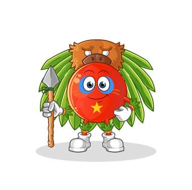 Vietnam bayrağı kabile maskotu. çizgi film vektörü