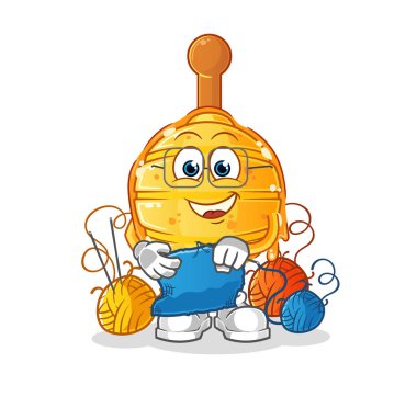 Tahta ballı şeker terzisi maskotu. çizgi film vektörü