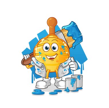 Ahşap ballı ayı ressamı çizimi. karakter vektörü