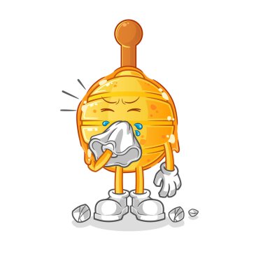 Tahta ballı sümküren burunlu karakter. çizgi film maskotu vektörü