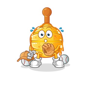 Ahşap Bal Avcısı Beyzbol Yakalayıcı çizgi filmi. çizgi film maskotu vektörü