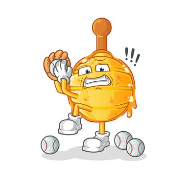 Ahşap Bal Dipper beyzbol atıcısı çizgi filmi. çizgi film maskotu vektörü