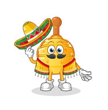 Tahta ballı kurabiye Meksika kültürü ve bayrağı. çizgi film maskotu vektörü