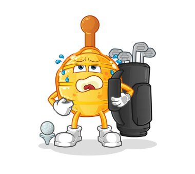 Golf teçhizatlı ahşap ballı kazıcı. çizgi film maskotu vektörü