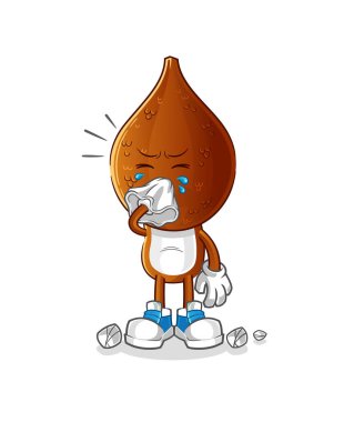 Yılan başlı çizgi film karakteri burun sümkürme. çizgi film maskotu vektörü