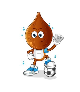 Yılan meyvesi kafalı çizgi film futbol illüstrasyonu oynuyor. karakter vektörü