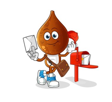 Yılan meyvesi kafalı postacı vektörü. çizgi film karakteri