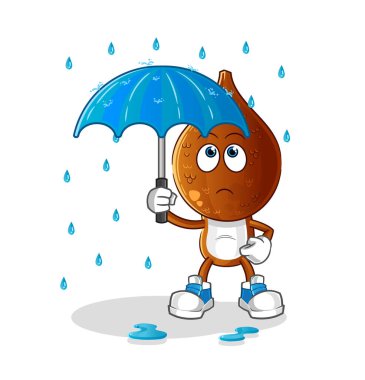 Elinde şemsiye olan yılan başı çizgi filmi. karakter vektörü