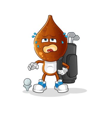 Golf teçhizatlı yılan kafası çizgi filmi. çizgi film maskotu vektörü