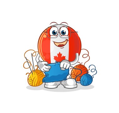 Kanada bayrağı terzi maskotu. çizgi film vektörü