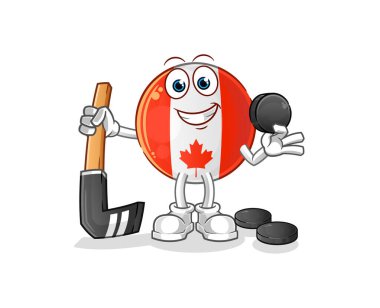 Kanada bayrağı hokey oynuyor. çizgi film karakteri