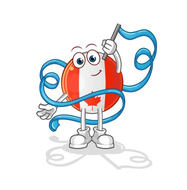 Kanada bayrağı Ritmik Jimnastik maskotu. çizgi film vektörü