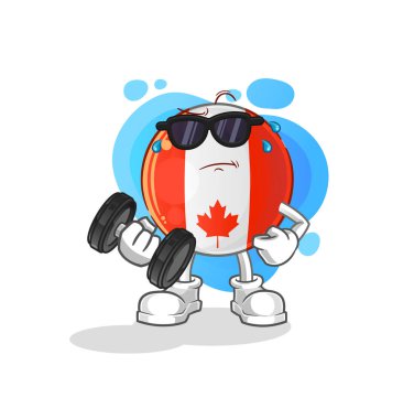 Kanada bayrağı dambıl taşıyıcısı. çizgi film karakteri