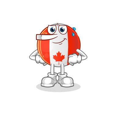 Kanada bayrağı Pinokyo karakteri gibi yatar. çizgi film maskotu vektörü