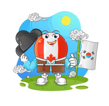 Kanada bayrağı Kore kültür vektörü. çizgi film karakteri