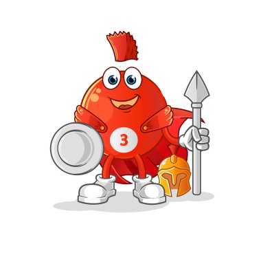 Kırmızı bilardo topu Spartalı karakter. çizgi film maskotu vektörü