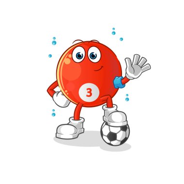 Kırmızı bilardo topu futbol illüstrasyonu oynuyor. karakter vektörü