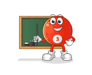 Kırmızı bilardo öğretmeni vektörü. çizgi film karakteri