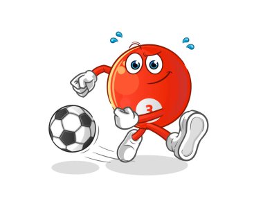 Kırmızı bilardo topu çizgi filmi tekmeliyor. çizgi film maskotu vektörü