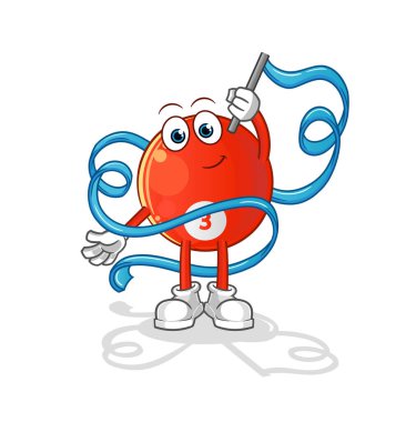 Kırmızı bilardo topu Ritmik Jimnastik maskotu. çizgi film vektörü