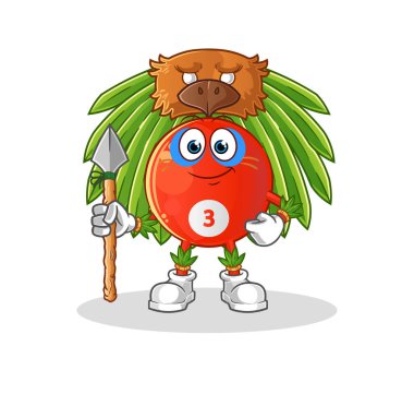 Kırmızı bilardo topu kabile maskotu. çizgi film vektörü