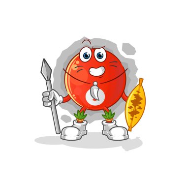 Kırmızı bilardo topu Afrika kabilesinin maskotu. çizgi film vektörü