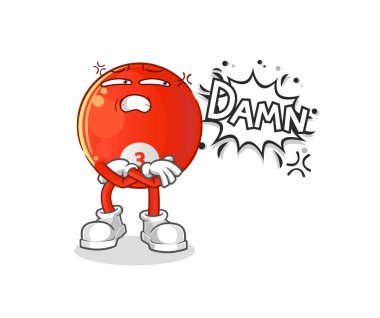 red billiard ball very pissed off illustration. character vector