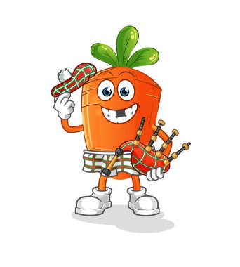 Gayda taşıyıcısı olan havuç İskoçyalı. çizgi film karakteri