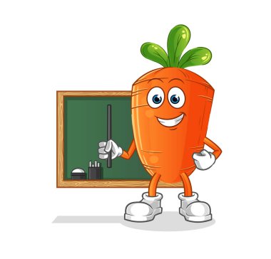 Havuç öğretmeni vektörü. çizgi film karakteri