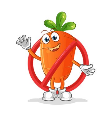 Havuç maskotuna hayır de. çizgi film vektörü