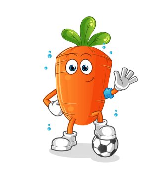 Futbol illüstrasyon oynayan havuç. karakter vektörü