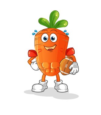 Ragbi karakteri havuç oynuyor. çizgi film maskotu vektörü