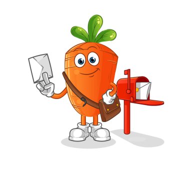 Havuç postacı vektörü. çizgi film karakteri