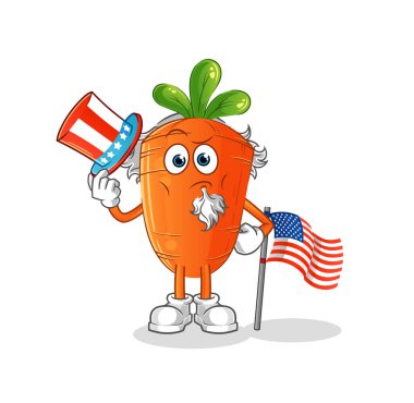 Havuç Sam Amca karakteri. çizgi film maskotu vektörü