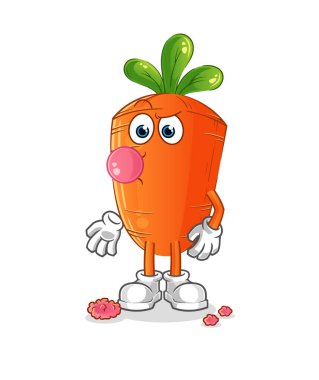 Havuç çiğneyen sakız vektörü. çizgi film karakteri