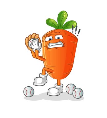 Havuç beyzbol sürahi çizgi filmi. çizgi film maskotu vektörü