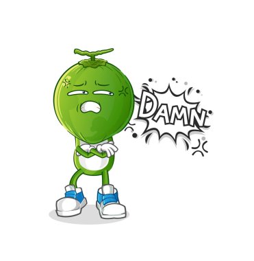 green coconut head cartoon very pissed off illustration. character vector