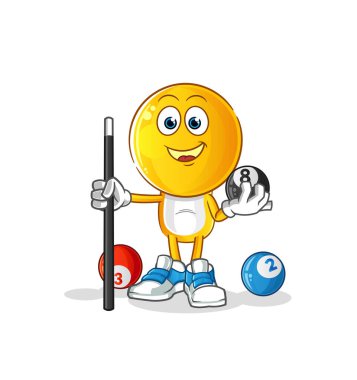 Çizgi film karakteri bilardo karakterini canlandırıyor. çizgi film vektörü