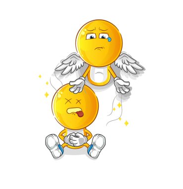 Çizgi film karakteri ruh, vücut maskotunu terk eder. çizgi film vektörü