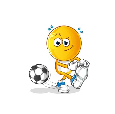 Gülle kafa çizgi filmi topa vuruyor. çizgi film maskotu vektörü