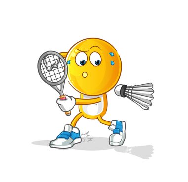 Badminton çizen emoticon kafa karikatürü. karakter vektörü