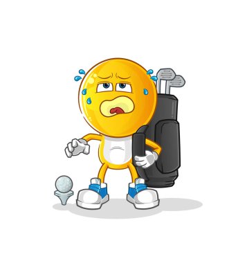 Golf ekipmanlarıyla birlikte çizgi film karakteri. çizgi film maskotu vektörü