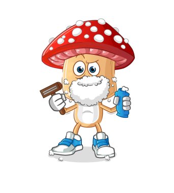 Kırmızı mantarlı kafa çizgi filmi yüz kıllarını tıraş et. çizgi film karakteri