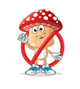Kırmızı mantar kafa çizgi film yasağı. çizgi film vektör maskotu
