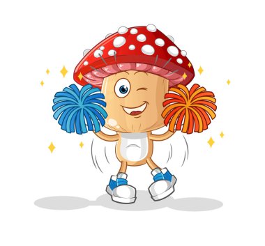 Kırmızı mantar kafalı amigo kız. çizgi film maskotu vektörü