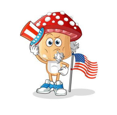 Kırmızı mantar kafalı çizgi film karakteri Sam Amca. çizgi film maskotu vektörü