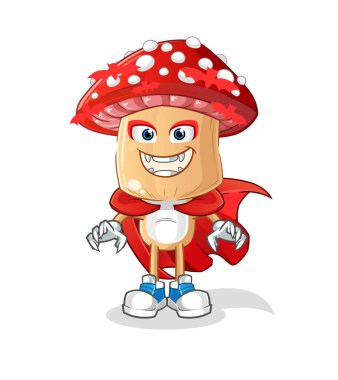 Kırmızı mantar kafası çizgi film Drakula illüstrasyonu. karakter vektörü